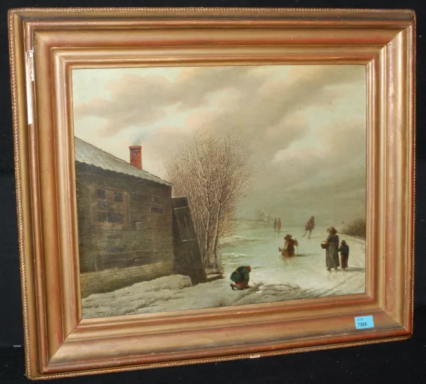 Andries Vermeulen — Umkreis Winterlandschaft mit Eisläufern