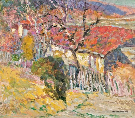 Victor Charreton — Maison avec palissade, automne