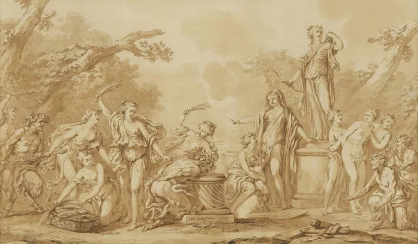 Jacques-Philippe Caresme — Satyre puni par les nymphes devant la statue de Diane