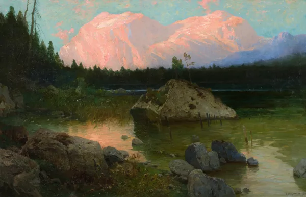 Albert Stagura — Blick auf den Hintersee, im Hintergrund der Hohe Göll im Abendrot