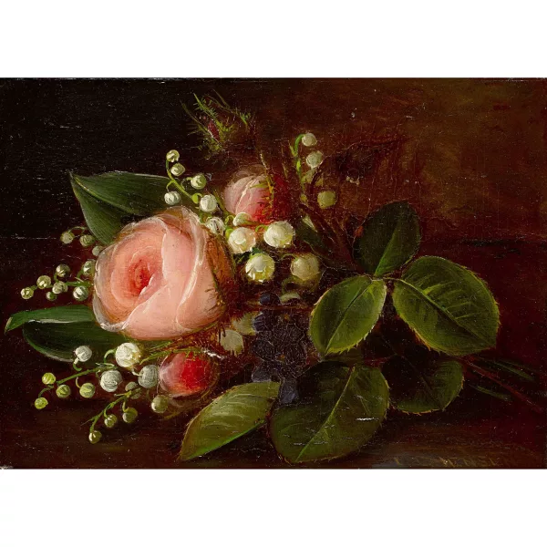 Johan Laurentz Jensen — Nature morte aux roses et au muguet