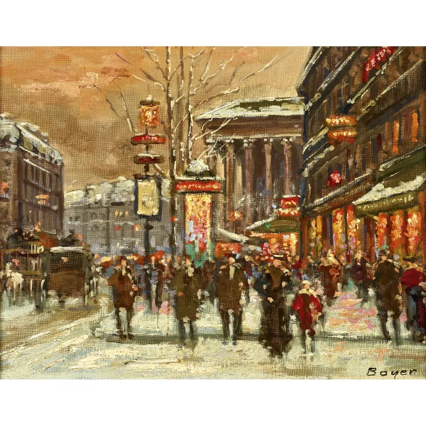 Émile Boyer — Vue d’une rue parisienne avec l’église de la Madeleine