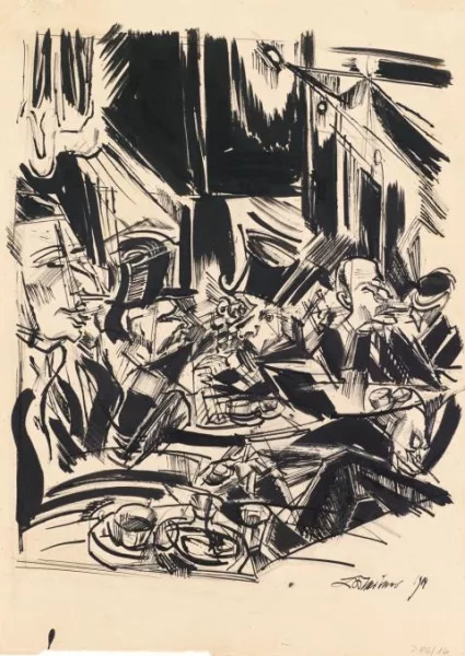 Ludwig Meidner — Caféhaus (Caféhausszene)