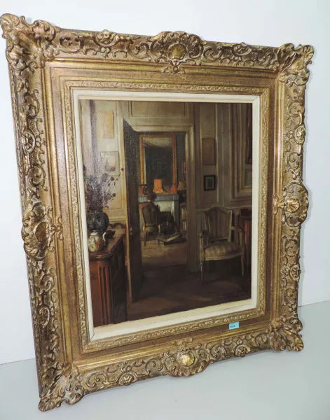 Gaston Théophile Lhuer — Interieur mit zwei Lesenden