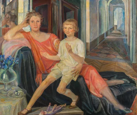 Ferruccio Ferrazzi — Ritrato della Herta Ottolenghi con il figlio Astolfo, 1924