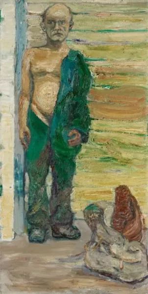 Gustav Kluge — Konterfei Viertelakt mit fleckigem Overall