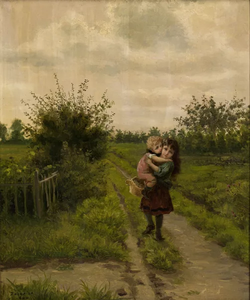 Charles Jean Auguste Escudier — Fillette sur une route de campagne,