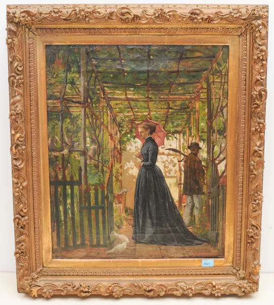 Adolf Echtler — Dame in einem italienischen Garten mit Laubengang
