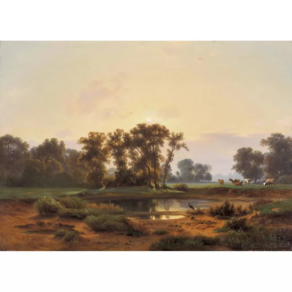 Johann Anton Castell — Ambiance du soir au-dessus de la vallée de l’Elbe à Dresde