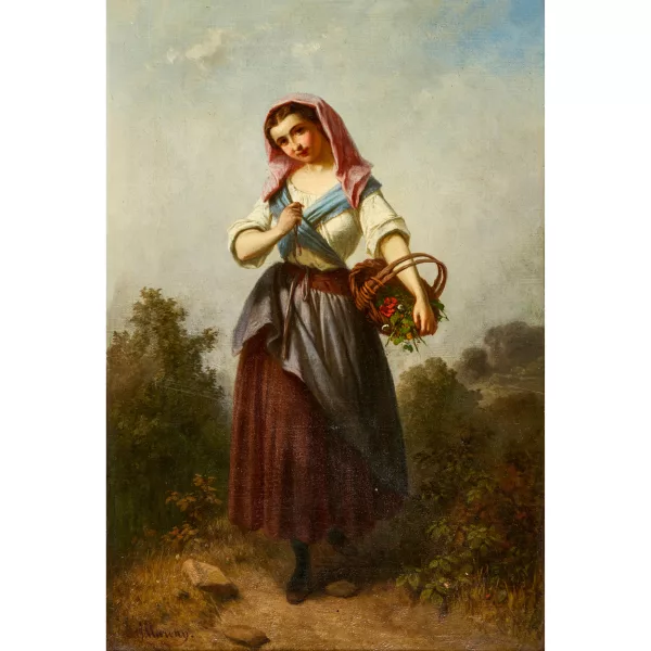 Ferdinand Marohn — Junge Bäuerin mit Blumenkorb.