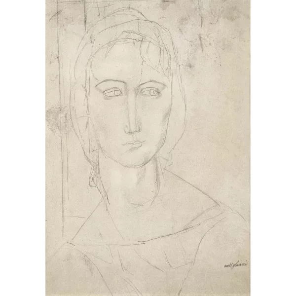 Amedeo Modigliani — Attribué à AMEDEO MODIGLIANI — "Portrait d'une jeune femme".
