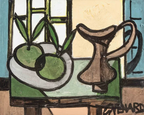 Claude Venard — Stilleben mit Krug und Äpfeln