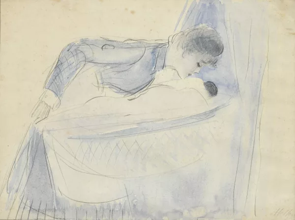 Paul César Helleu — Femme au dessus du berceau