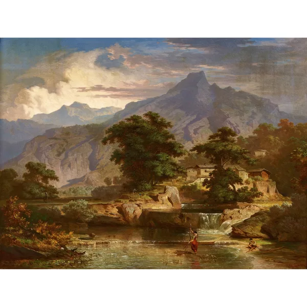 Heinrich Heinlein — Idyllische Bergszenerie am Fluss.
