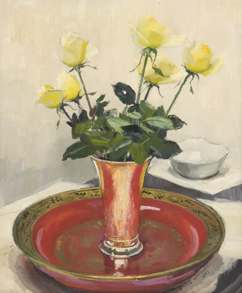Olle Hjortzberg — Bouquet de roses jaunes,