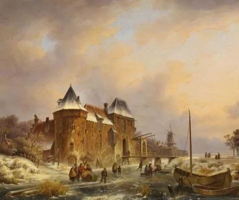 Bruno van Straaten — Stadt an einem zugefrorenen Fluss