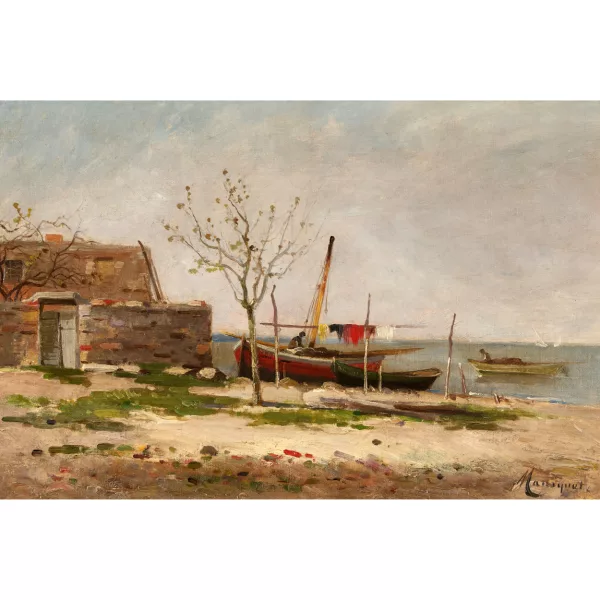 Frédéric Marius Maniquet — Bateaux de pêche sur la plage