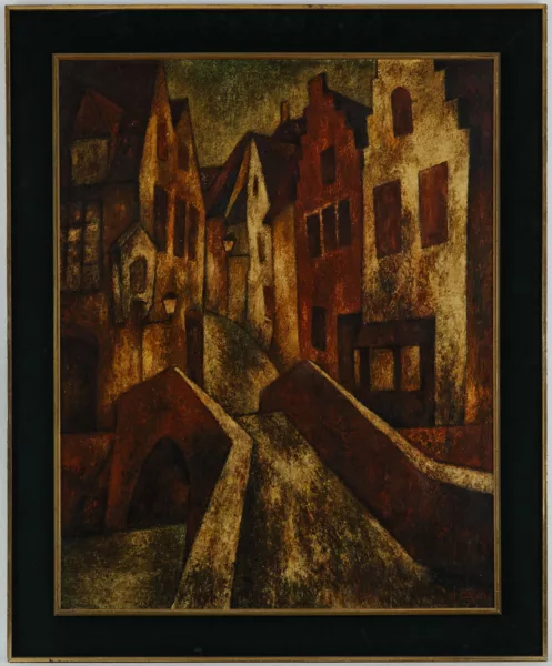 Francisco Bajén — Francisco Bajen (XX), \\Paysage urbain\\, huile sur