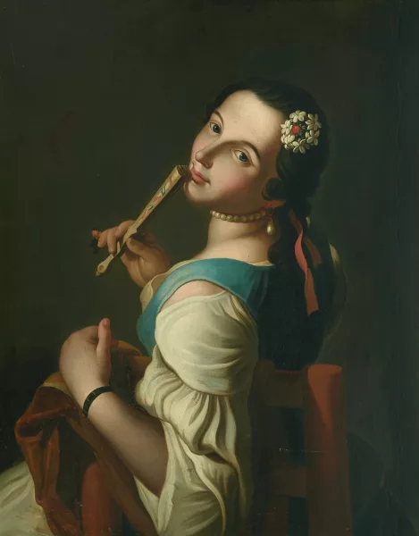 Иоганн Генрих Рамберг — Attribué à Johann Heinrich Ramberg — zugeschrieben Mädchen mit Fächer, Kopie mit Variante nach Pietro Rotari (Verona 1707–1762 St