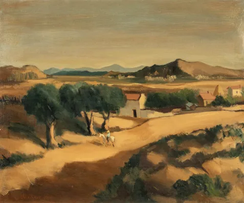 Bentscho Obreschkow — Landschaft mit Reiter, 1944