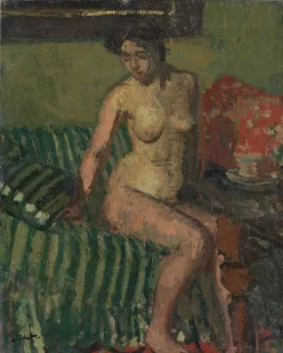 Walter Sickert — Nu assis au sofa vert (une tasse de thé chaude)