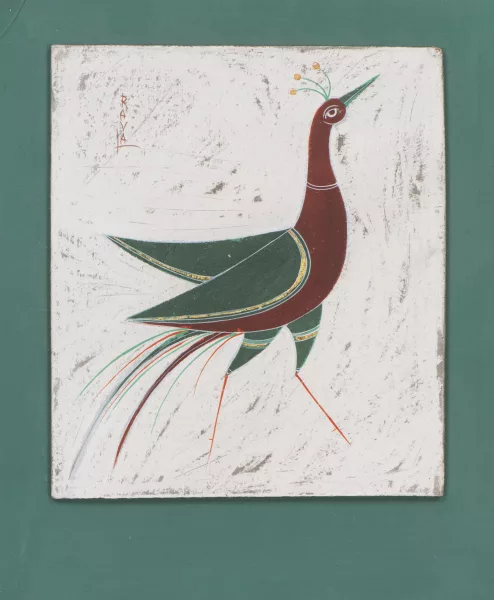 Rasik Raval — Rasik RAVAL (1928-1980), 'Oiseau', Tempera sur car...