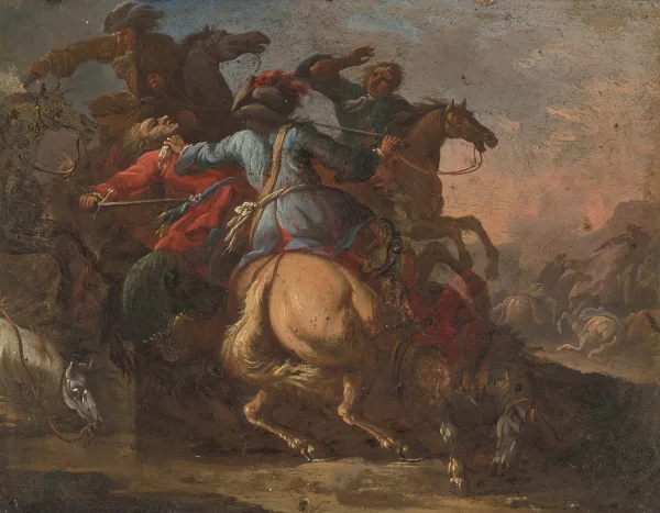 Jacques Courtois — Suiveur de Jacques Courtois, XVIIIe siècle — Combat de cavalerie