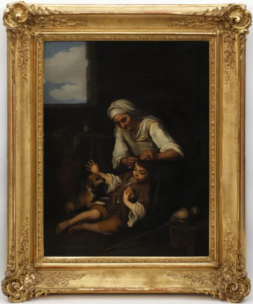 Ferdinand Minor — Nonna e bambino in un interno