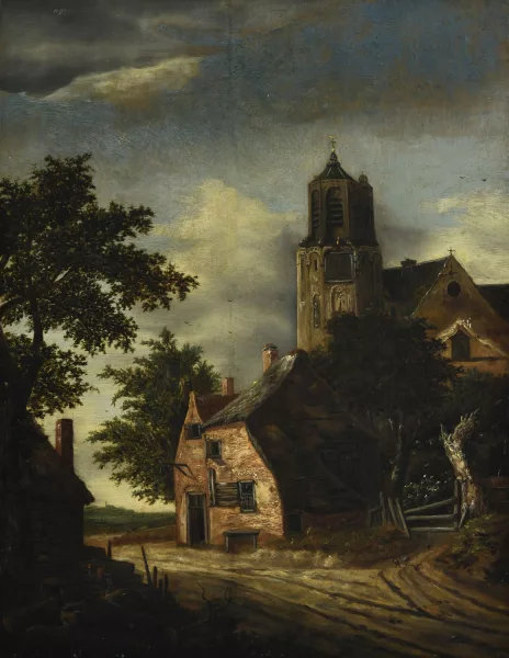 Roelof van Vries — Vue d'une ferme et d'une église