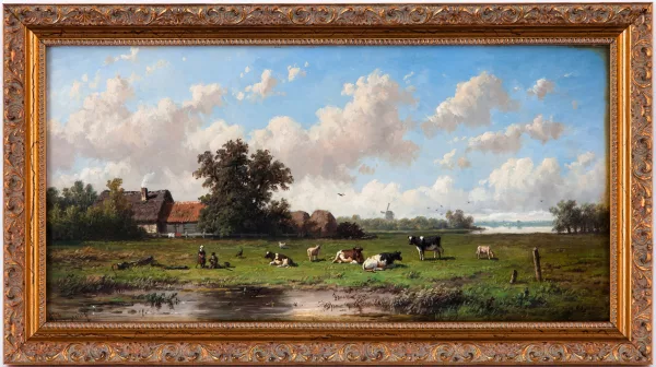 Anthonie Jacobus van Wijngaerdt — Vaches dans la campagne hollandaise