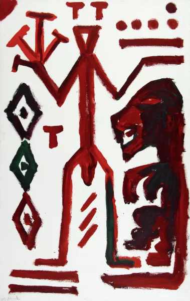 A. R. Penck — Au-dessus du lion, vers 1990