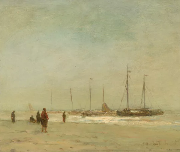 Johan Hendrik Weissenbruch — Strandansicht mit Fischerbooten
