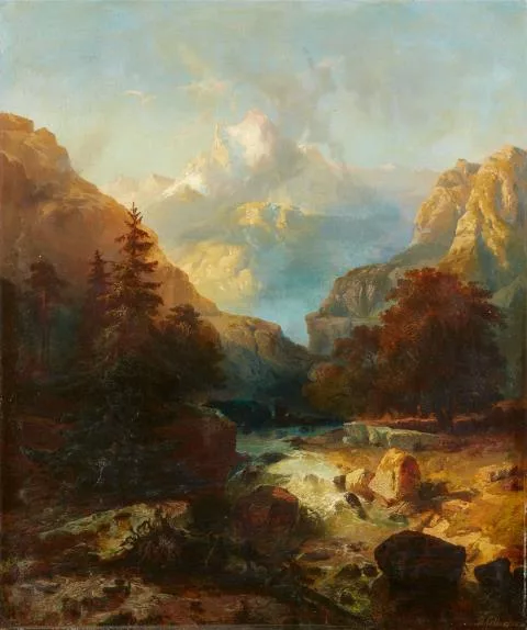 Hermann Wilhelm Cellarius — Blick auf die schneebedeckte Jungfrau in den Berner Alpen