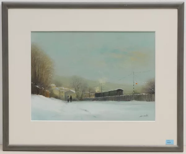 Walter Dusatti — Winterlandschaft am Bahngeleise