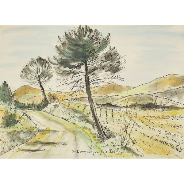André Dunoyer de Segonzac — Paysage vallonné avec chemin de campagne