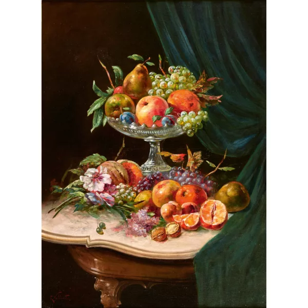 Louis David Vaillant — Somptueuse nature morte aux fruits.