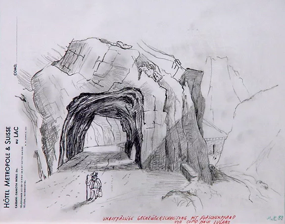 Martin Kippenberger — Unauffällige Grenzüberschreitung mit Flaschenpfand von Como nach Lugano, 1989
