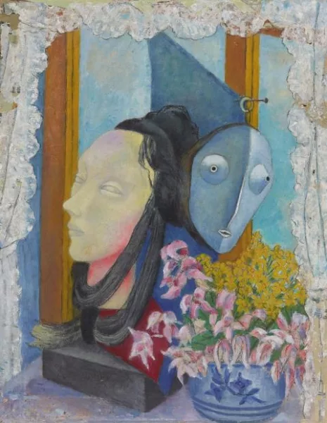 Marie Vassilieff — Still Life with Masks in a Window