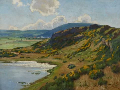 Fritz von Wille — Maar auf dem Moseberg in der Eifel, im Hintergrund der Ort Bettenfeld