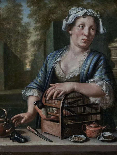 Theodor van Pee — Portrait d'une femme avec oiseau