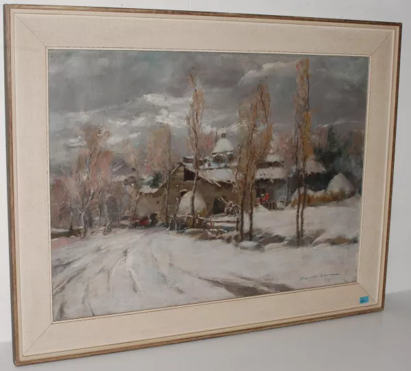Romolo Leone — Winterlandschaft mit Bauernhof