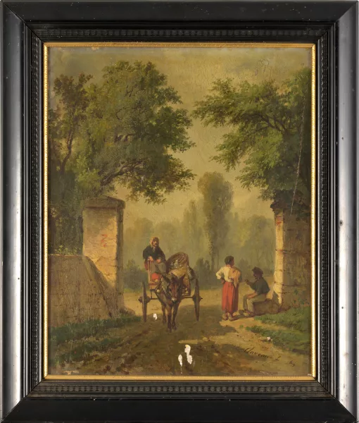 Eugène Pierre Claveau — Paysage animé et calèche
