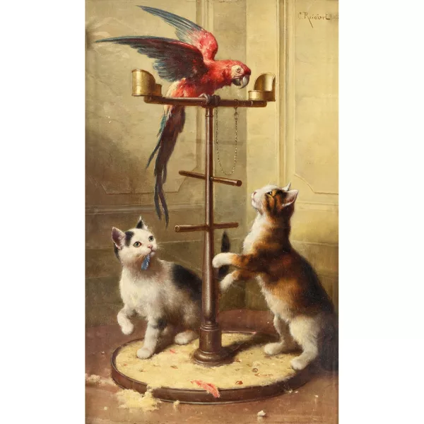 Carl Reichert — Roter Ara von Kätzchen verärgert.