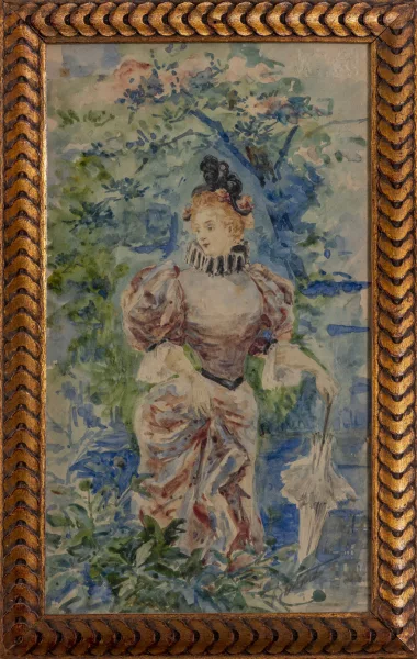Léon de Bastard — Jeune fille à l'ombrelle au jardin