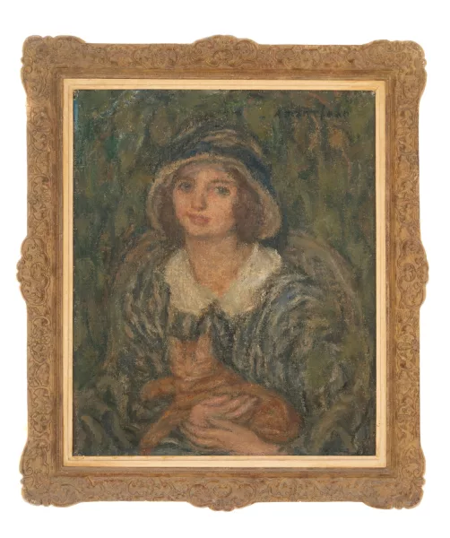 Edmond Aman-Jean — Portrait de jeune fille au chat