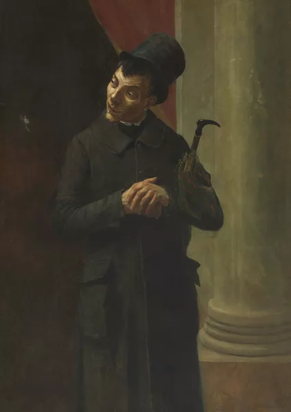 Augusto Emilio Fabri — Theaterfigur mit Regenschirm, möglicherweise
