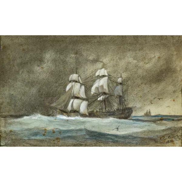 Anton Melbye — Sailing ship on a rough sea