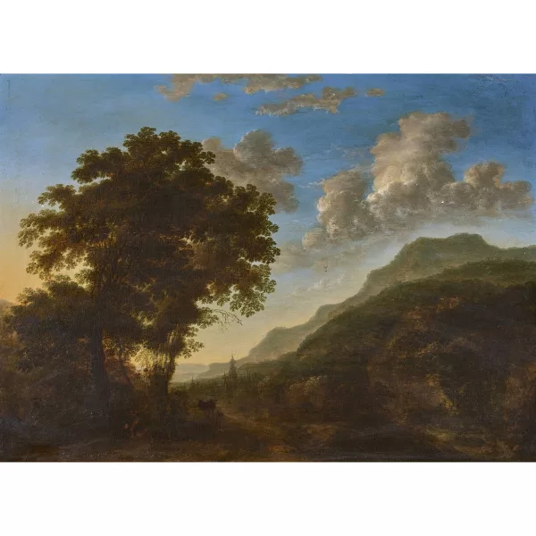 Alexander Keirincx — Attribué à ALEXANDER KEIRINCX — Idyllische Landschaft mit Rastenden bei einer Stadt.