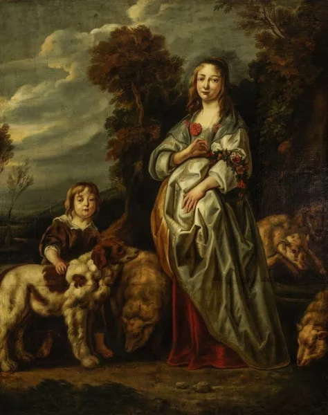Jacob Jordaens — D’après Jacob Jordaens — Jeune femme élégante et jeune berger