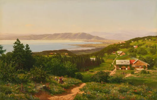Ferdinand Hoppe — Blick über Wolfhalden auf den Bodensee und Pfänder, 1886
